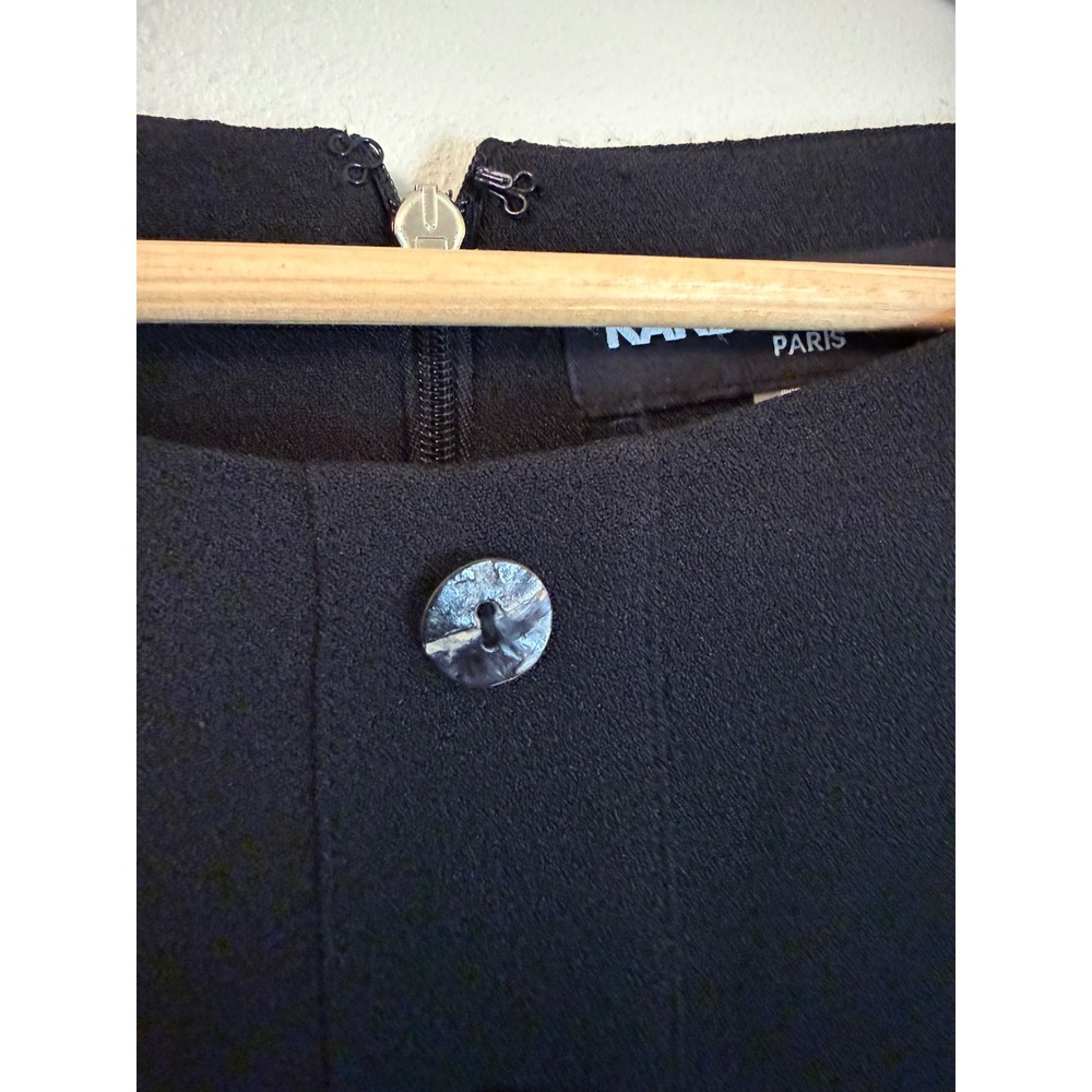 Karl Lagerfeld Paris Black Shift Dress Button Detail Short Sleeve Size 8 - Picture 5 of 10